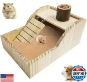 PINVNBY Hamster Sand Bath Box Wooden Shower Room Digging Sand Bathtub Contain