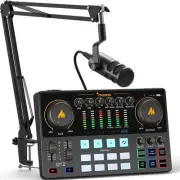Podcast Equipment Bundle 10 Channel Audio Interface and XLR Dynamic Microphon...