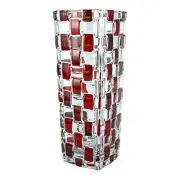 Murano Glass Vase Red Hand Made Painted Millefiori 16cm High