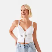 Sleeveless Denim Buckle Top