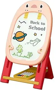 Double Sided Standing Art Easel for Kids,Standing Art Easel with Chalk Board - Magnetic Smooth Stable Standing Art Easel with Painting Accessories, Birthday Gift