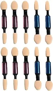 WOONEKY Eye Shadow Brush Set 10pcs Dual Sided Makeup Applicator Soft Sponge Non Grip for Skin Types Random Color