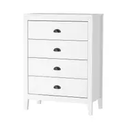 Oikiture 4 Chest of Drawers Dresser Storage Cabinet Tallboy White Vintage