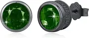[YueYuan] Viking Earrings 925 Sterling Silver Nordic Viking Jewellery Men's Stud Earrings with Viking Runes Emerald Stud Earrings for Men Women, one size, Sterling Silver, Zircon