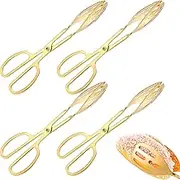 Dimeho Gold Serving Tongs, 4 Pcs Stainless Steel Serving Utensils 10 Inch Mini Salad Plated Buffet Serving Tongs for Wedding Party Kitchen Serving and Cooking