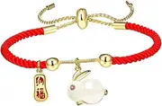 [Yardenfun] Year of Rabbit Braided Rope Bracelet Chinese New Year Charm Red 2023 New Year Bracelet for Women