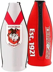 NRL St George Illawarra Dragons Tallie Long Neck Beer Wine Bottle Zip Cooler (750ml, Red, Stainless Steel & Neoprene & Foam)