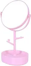 Ladies Desktop Rotating Makeup Mirror Dressing Table with Storage Box Creative -Sided princ Mirror Pink Red