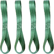4Pcs Tie Down Straps, Double Loops Motorcycle Straps, 25 x 400mm Belt Loops for Motorcycle, ATV, UTV, Bike, Camping, Climbing, Suspension, Green, Tie Down