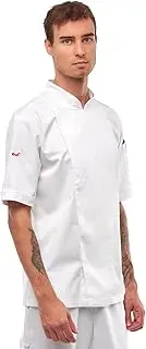 [strongAnt] Kochjacke Herren Kurzarm INKL. Kugelknöpfe easyClean schutzabweisender Stoff Slim Fit Professionelle Kochuniform Bäckerjacke