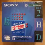 Sony 2HD 3.5" IBM Formatted Micro Floppy Disks Double Sided 15-Pack