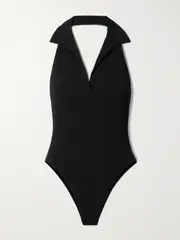 [Lisa Marie Fernandez] Lisa Marie Fernandez - + Net Sustain Polo Seersucker Halterneck Swimsuit - Black - 3 3 Black