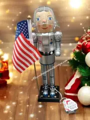 Astronaut Nutcracker 14“ Holding USA Flag Spacesuit Rhinestones Christmas Decor