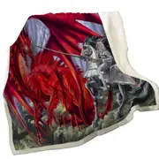 Fantasy Art Blood Lust Knight vs Red Dragon Throw Blanket