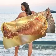 YMXFXP Microfiber Thin Lightweight Beach Towel Fried Chicken Quick Dry Pool Towels 30” x 60” Sand Free Absorbent Yoga Camping Towel for Gym, Gym, Picnic M