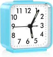 OQIMAX Analog Alarm Clock, Silent Bedside Clocks Battery Powered, Non Ticking Tr