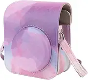 Protective Case for Instax Mini 12 Instant Camera, PU Leather Camera Lens Guard with Pocket and Adjustable Shoulder Strap, Waterproof Camera Lens Protective Cover (Dreamy Pink)