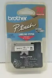 Brother Label Maker Refill Tape Black Text White Background P-Touch 1/2" M-231