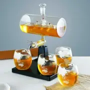 Boat Whiskey Decanter Bottle With 4 Glass Cup Beer Liquor Wine Dispenser 1000ml
