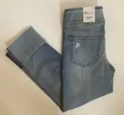 NEW INC International Concepts Mid Rise Pull On Crop Jeans cuff $70 size 2 26