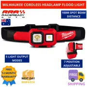 Milwaukee Hard Hat Headlamp Torch Flood Light Cordless 450lm Spot Head Lamp