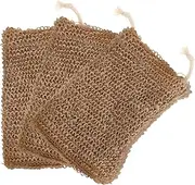 MERRYHAPY Handmade Jute Mesh Soap Bags 3 Pack Reusable Drawstring Pouches for Shower Bath Foam Saver Body Wash Organizer