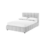 Nikias Plush Tufted Boucle Bed Frame - Light Grey