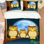 3D Moon Owl 380 Bed Pillowcases Quilt King Size