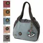 New Chala Bowling Zip Tote Large Bag Indigo Blue Pleather gift LOON Bird purse