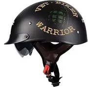 Motorcycle Half Helmet DOT/ECE Certified Men and Women Road Riding Beanie Motorcycle Helmet Half Shell Helmet,Motorcycle Half Open Face Helmet Four Seasons (Color : I, Size : M=53~54CM)