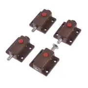Button Control Gate Cupboard Door Latch Lock Automatic Barrel Bolt Brown 4pcs
