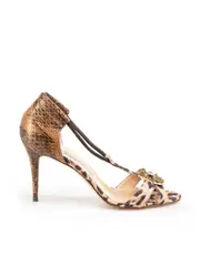 Brown Snakeskin Leopard Sandals