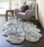 Genuine New Zealand Sheepskin Rug Quarto Rug Grey Tip And Grey Lambskin Area Rug