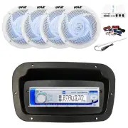 Dual Marine Radio, Spa Bezel,Adapter,Antenna, Amp,Kit, 4x 6'' LED White Speaker