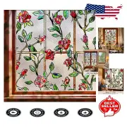 Elegant Floral Window Privacy Film - Static Cling 3D Design, 23.6 x 78.7 Inch