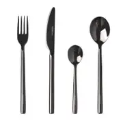Sherwood 24 Piece Titanium Black Stainless Steel Cutlery Dinner Set Knife/Fork/Spoon