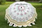 Mughal Garden Umbrella Indian Outdoor Parasol Hand Block Printed Sun Shade Patio