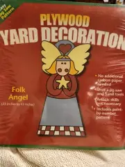 Christmas Yard Art Plywood Yard Decoration w/Jigsaw and Paint Pattern Folk Angel