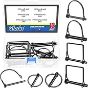 Glarks 12pcs 6/8/10mm Lynch Pins and Square & Arch Shapes Wire Lock Pins Set, 3 Styles Hitch PTO Pins, Towing PTO Shaft Hitch Pins, Wire Lock Trailers Pins for Mechanics, Cars