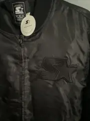 Boys Youth Starter Jacket Size Medium Triple Black Track