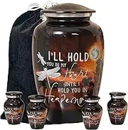 Urn for Ashes Adult Male Set of 5 | 1 Adult + 4 Small Urns | Handcrafted Urns for Human Ashes Female | Cremation/Funeral/Burial Urns | Memorial Gifts | Black Moonlight Urn