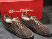 Salvatore Ferragamo Brown Espresso Suede Leather Lucia Size 7 Shoes Sneakers US5