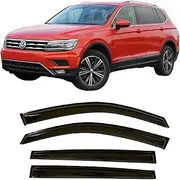 2018-2024 Tape-On Side Window Visor Deflectors for Volkswagen VW Tiguan S Se Sel R-Line Smoke Tinted Rain Guards 2019 2020 2021 2022 2023