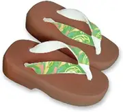 Hajime(一歩) [One Step] [Hajime] Geta Clogs, Soft and Water Resistant, Made of Sponge, XS Light Brown/Gradeflower x Green, Gradeflower x Green (Gradeflower x Green/XS), Gradiene Flower × Green, 18.5 cm
