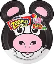 Hefty Zoo Pals Party Edition Paper Plates for Kids, Assorted Animal Designs, 7.75 Inches with Two Dipping Compartments, 20 Count