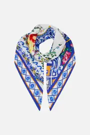 LARGE CRYSTALLED SILK SQUARE SCARF TILES DARLS