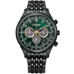 CITIZEN 星辰錶 CA4418-82X CHRONOGRAPH系列 情人節推薦款 時尚質感光動能三眼計時腕錶 / 綠色面 41.7MM｜樂天領券折300★全館特惠中★指定刷卡回饋10%