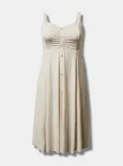 Torrid Midi Super Soft Button-Front Dress Beige 4 4X 26 #G86127