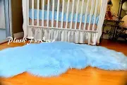 3' x 5' Baby Blue Cloud Shape Shaggy Faux Fur Rug Nursery Kids Bedroom Accents