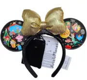 Disney Parks Christmas Holiday Light-Up USB Minnie Mouse Golden Bow Ear Headband